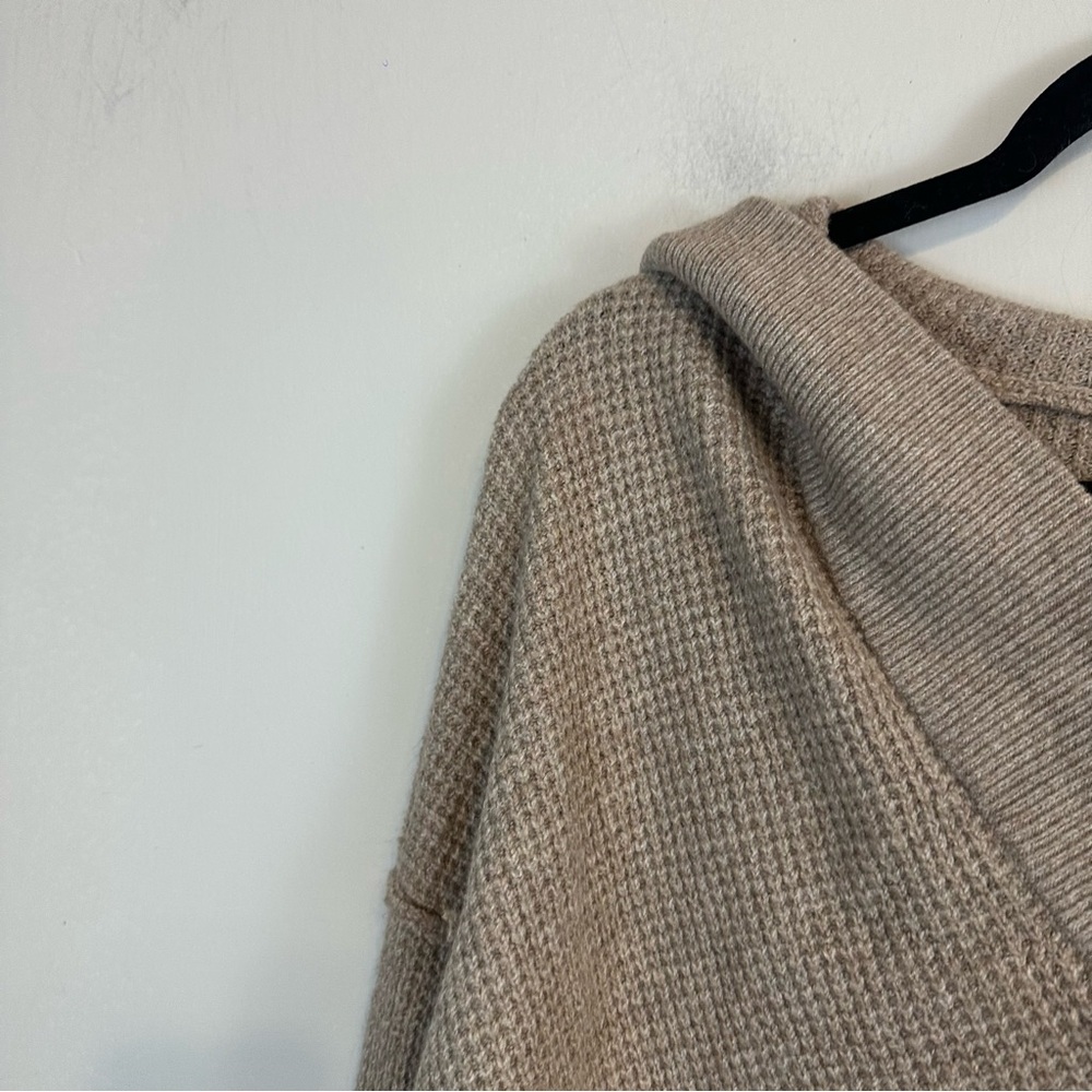 Aerie | Brown Waffle Knit Hooded Sweater Size Small - Picture 2 of 6